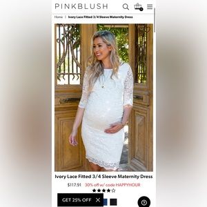 3/4 Sleeve Lace White Maternity Dress